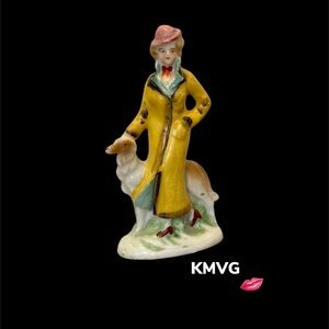 Vintage Figurine Man Walking Afghan Hound 1940’s Japan 5.5”